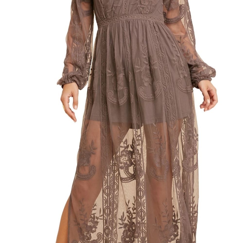 Wishlist Brown Ruched Ruffled Gown
